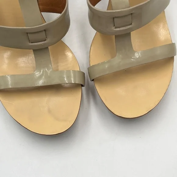 GIVENCHY Tan Wood‎ Platform Patent Leather T-Strap Cone Heel Sandals Sz 38/7.5 - Picture 13 of 15